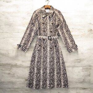 Rebecca Minkoff  Women’s  Animal  Trench Coat Belted Long Size XL New Snake